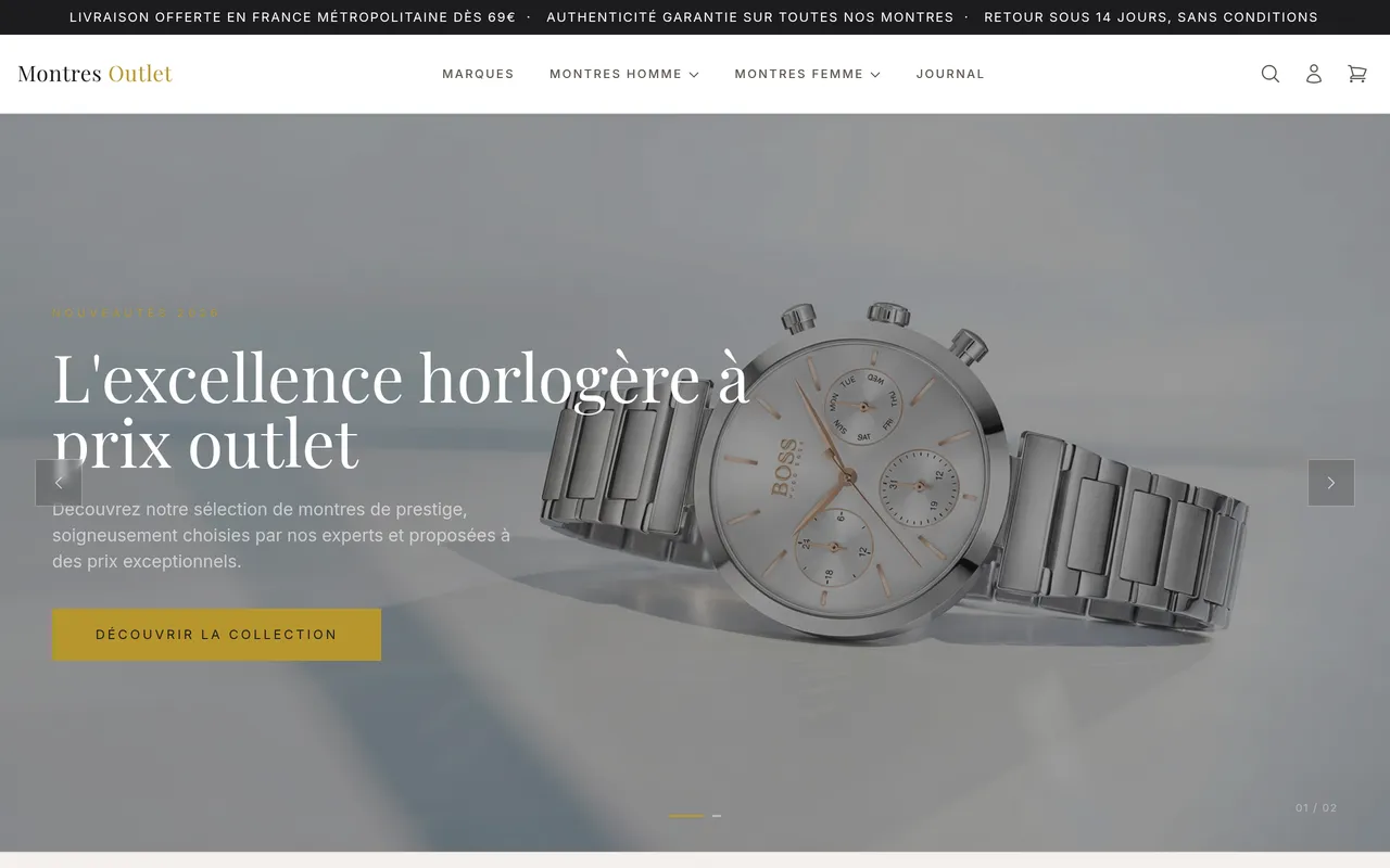 Montres Outlet — Réalisation web Next Level Group